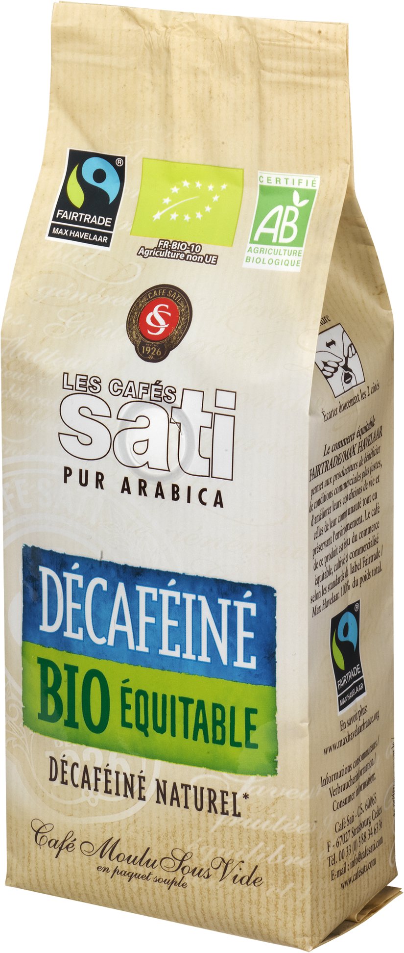 Café Sati Decaffeinated Bio Fairtrade mletá, 250 g