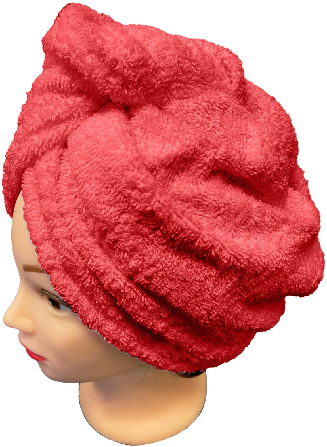 Kaptan Rýchloschnúci froté turban na vlasy, červený