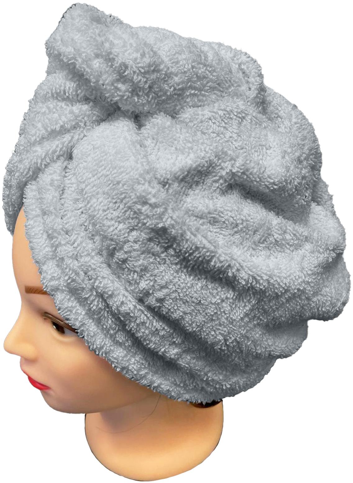 Kaptan Rýchloschnúci froté turban na vlasy, svetlo sivý