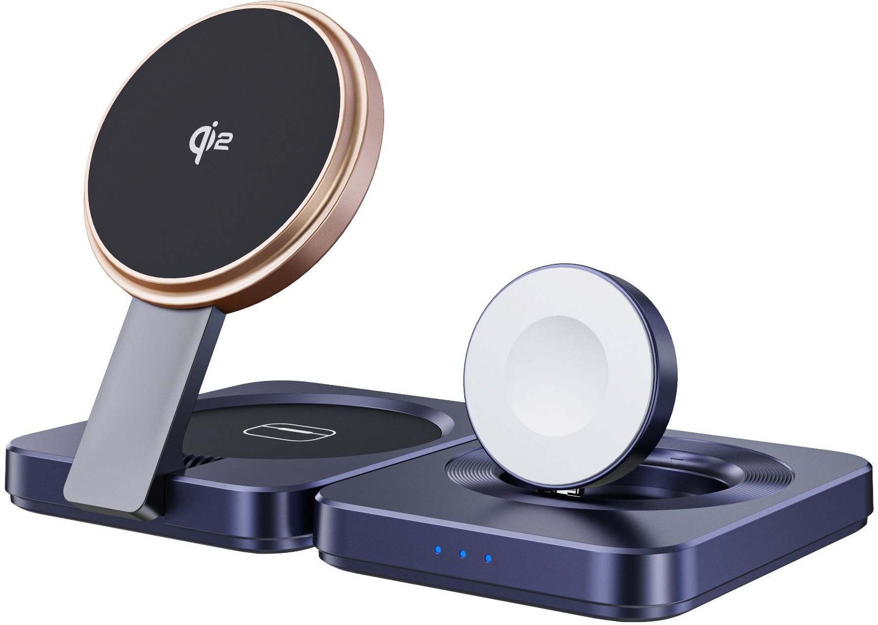 ChoeTech 15 W QI2 Certified 3-in-1 Foldable Magnetic wireless charger blue