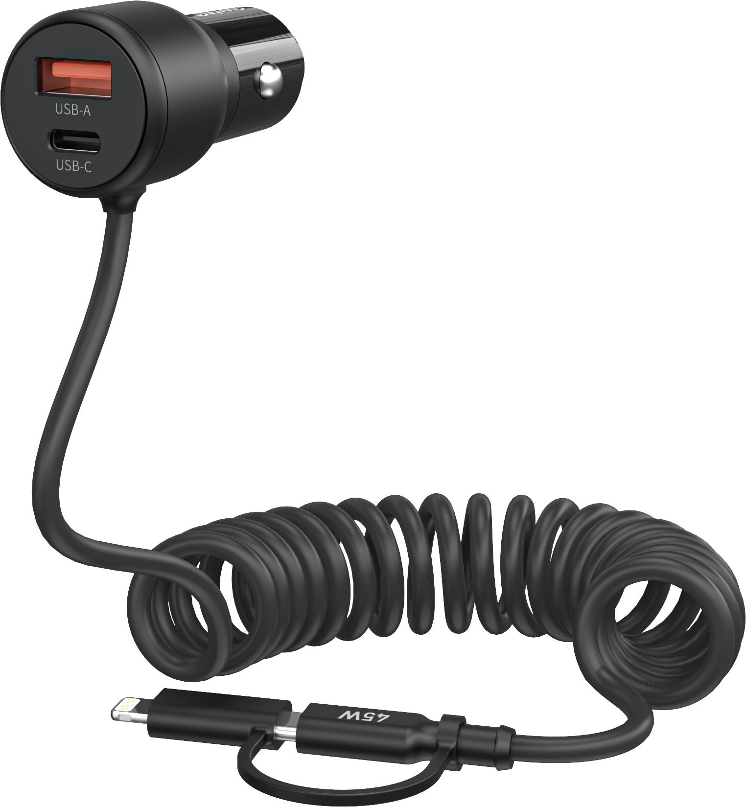 ChoeTech 110 W USB-C + USB-A Fast car charger with Stretchable cable