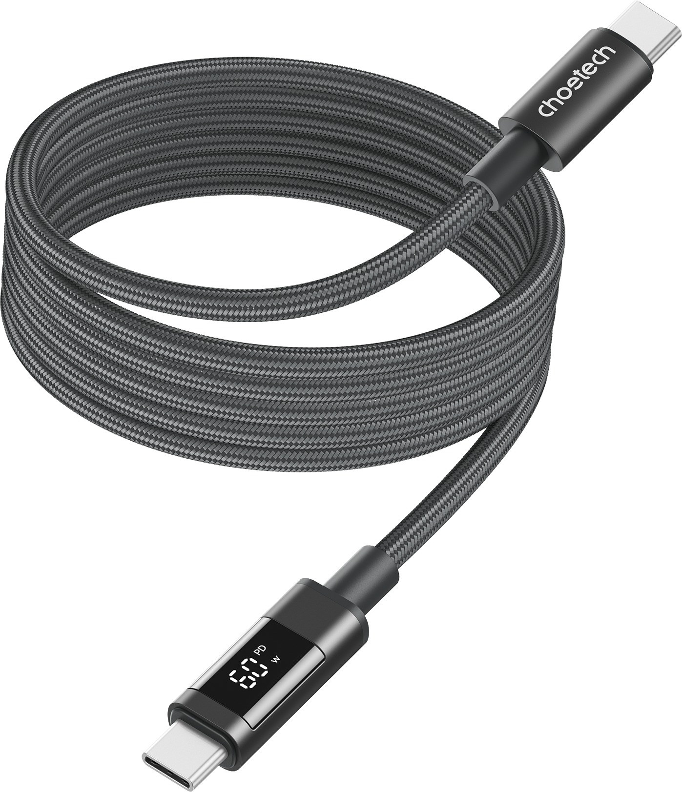 ChoeTech PD60W USB-C na USB-C Digital Display 1,2 m Magnet Nylon Cable Grey