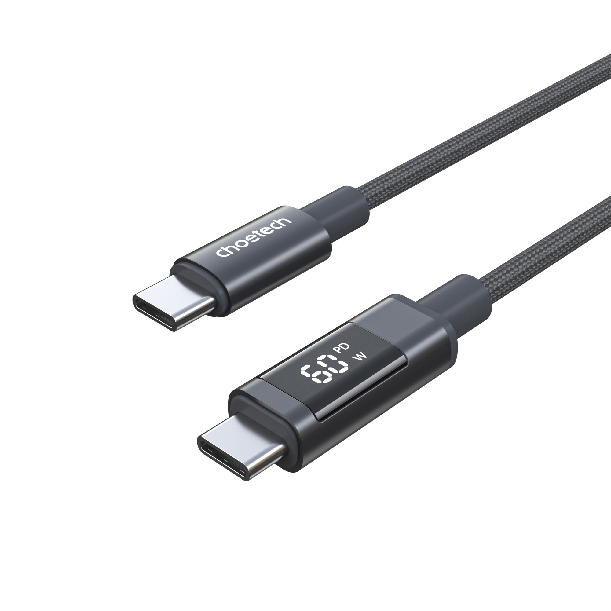 ChoeTech PD60W USB-C na USB-C Digital Display 1,2 m Nylon Cable Grey