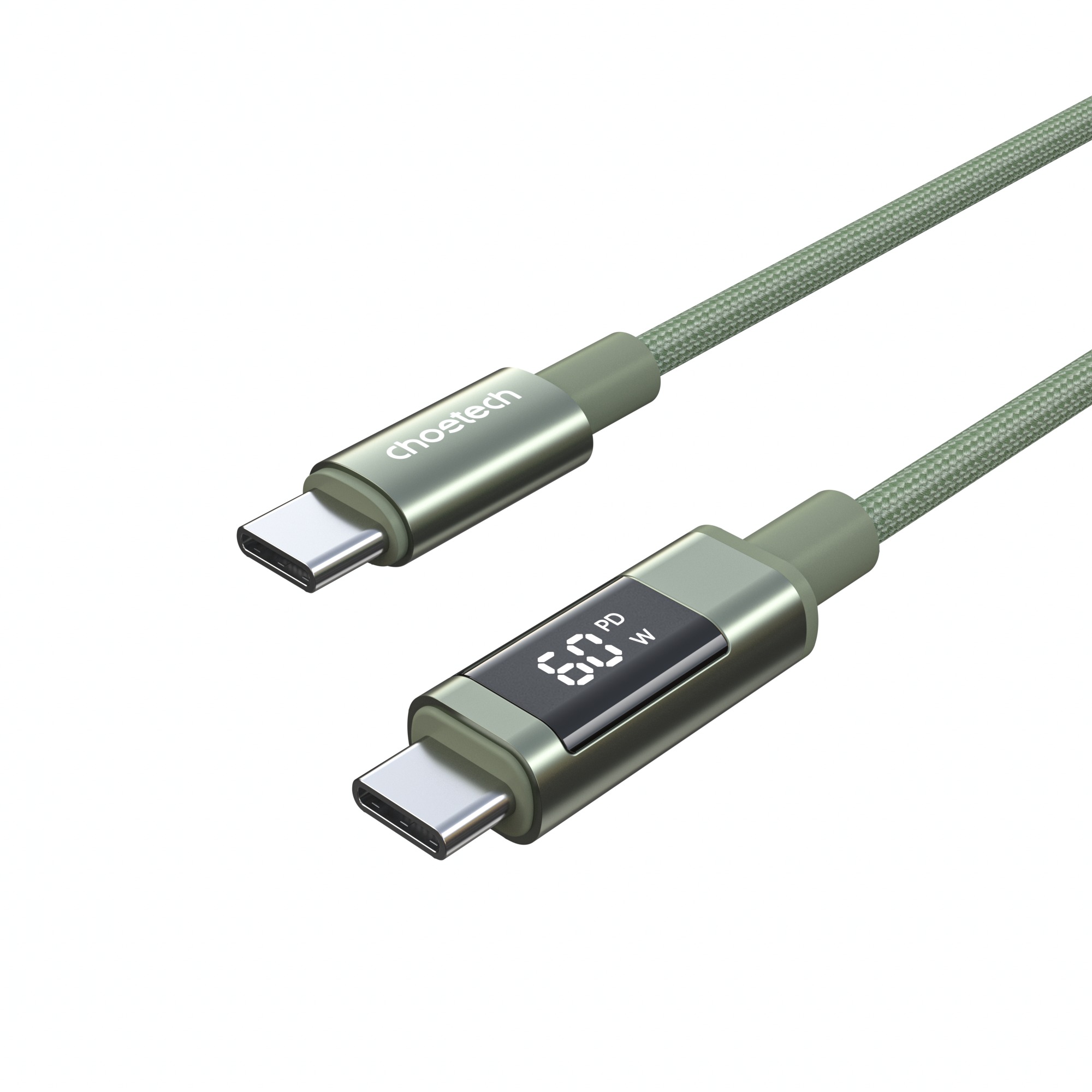ChoeTech PD60W USB-C na USB-C Digital Display 1,2 m Nylon Cable Dark green