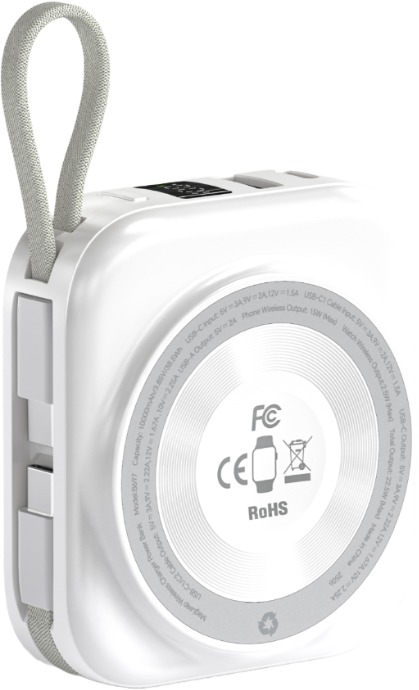 Choetech 10000 mAh LED display Dual Type-c Cable Out power bank for Mobile and Apple watch-Silver