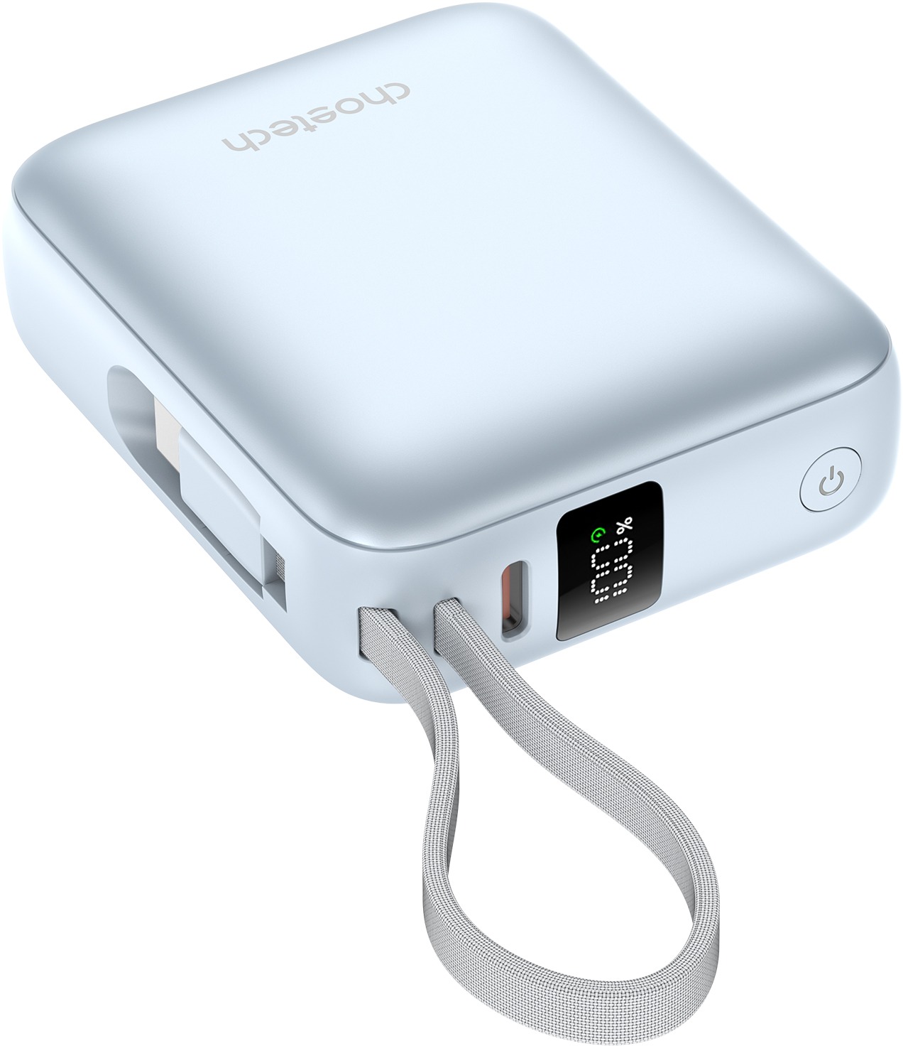 Choetech Mini 35 W 10000 mAh Power Bank with USB-C input/output Cable – blue