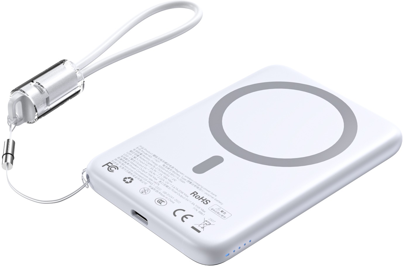 ChoeTech CCC Certified 5000 mAh Ultra Thin Magnetic Power Bank Silver
