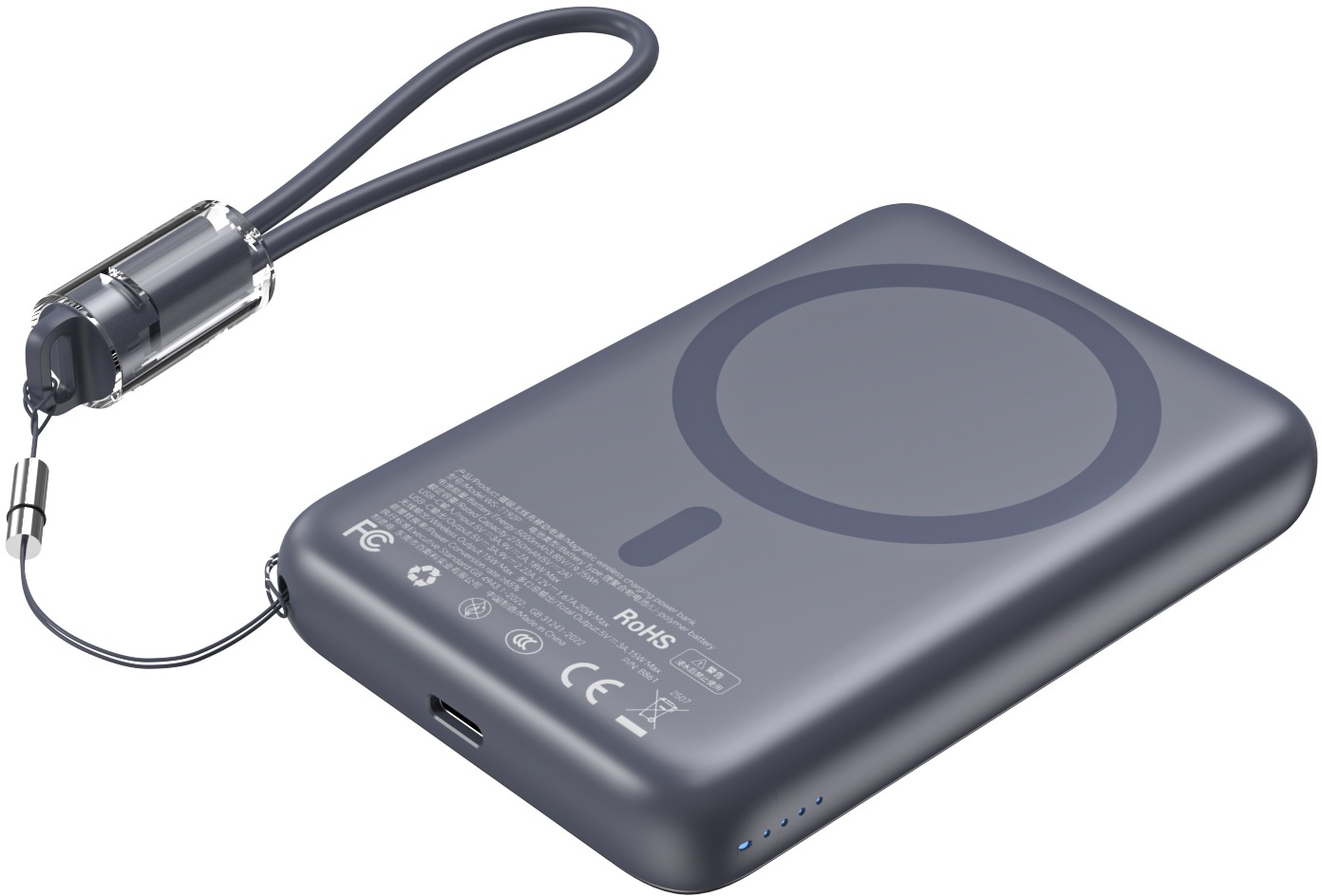 ChoeTech CCC Certified 10000 mAh Ultra Thin Magnetic Power Bank – grey