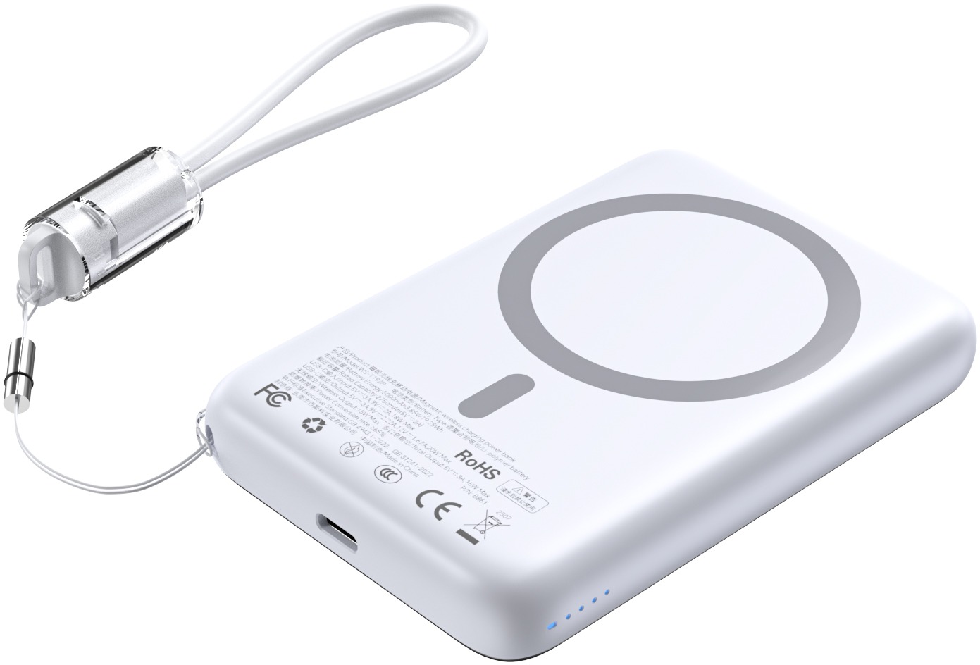 ChoeTech CCC Certified 10000 mAh Ultra Thin Magnetic Power Bank – strieborný
