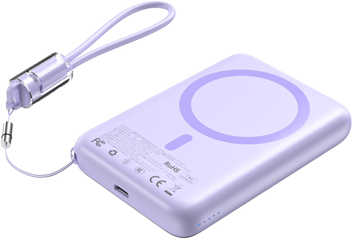 ChoeTech CCC Certified 10000 mAh Ultra Thin Magnetic Power Bank – purple