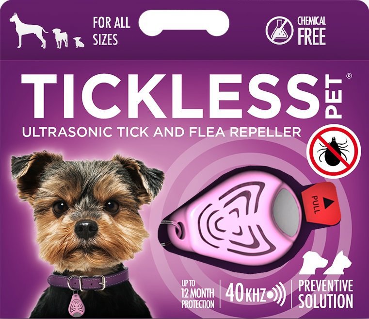 TICKLESS® PET Ultrazvukový odpudzovač proti kliešťom pre psov ružový