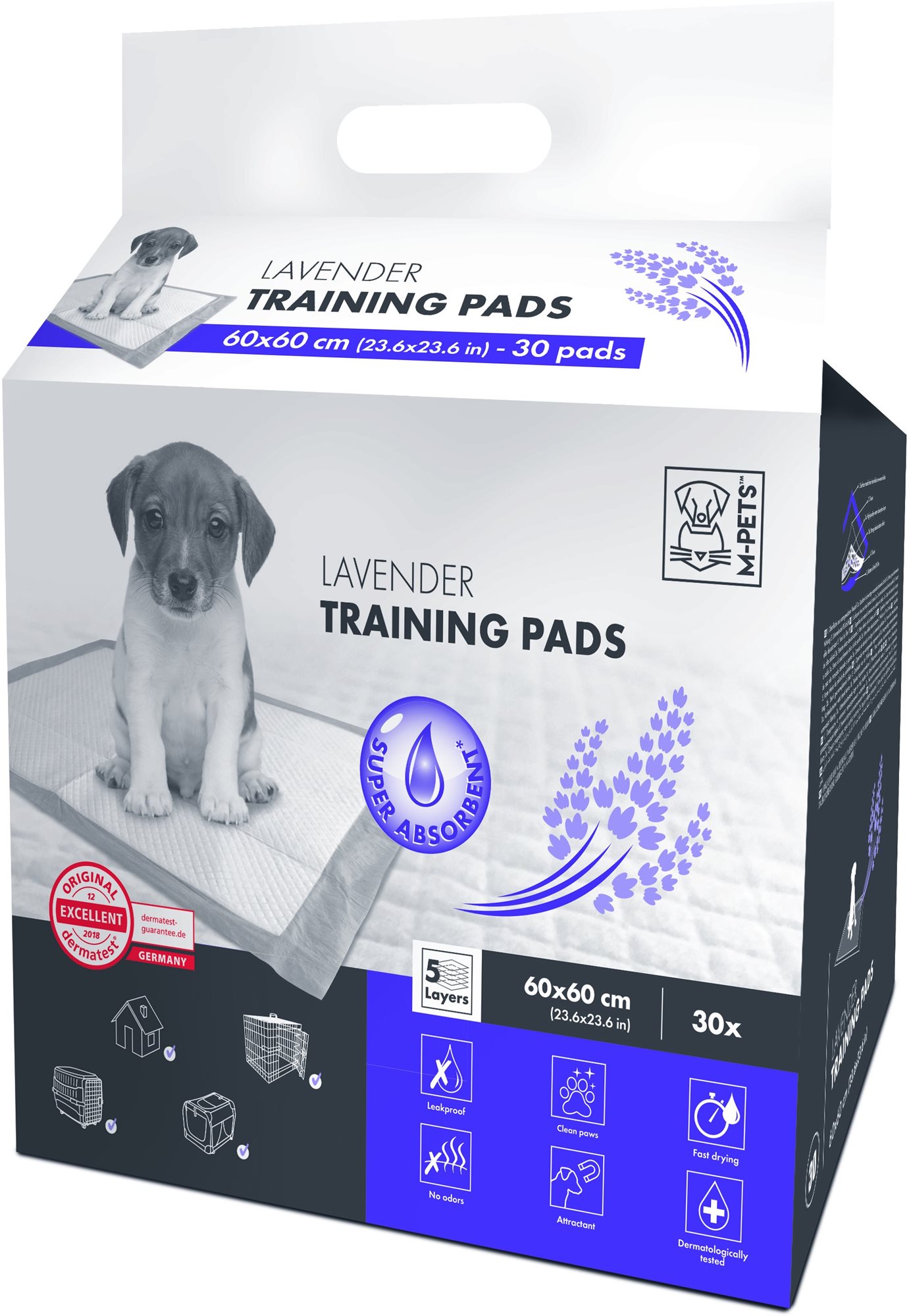 M-Pets Podložky pre šteniatka Levanduľa 60 × 60 cm 30 ks