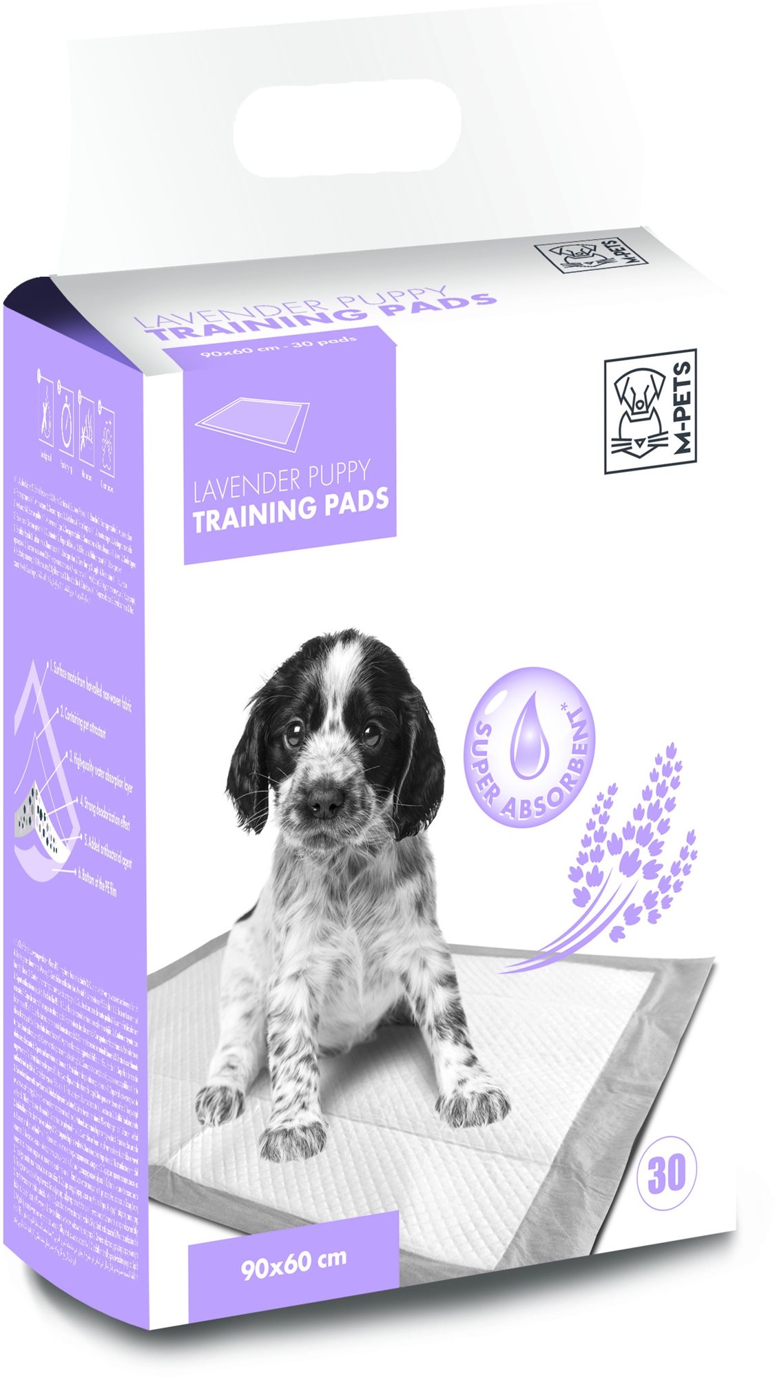 M-Pets Podložky pre šteniatka Levanduľa 90 × 60 cm 30 ks