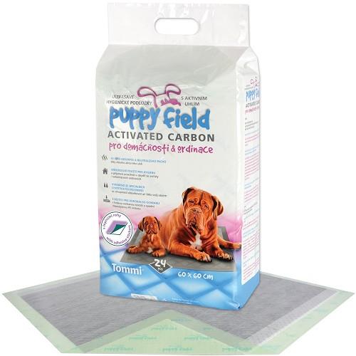 Puppy Field Carbon podložky s aktívnym uhlím 60 × 60 cm 24 ks
