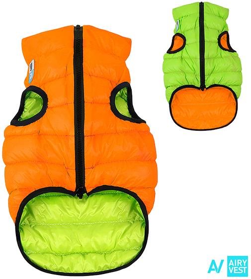 AiryVest bunda pre psov oranžová/zelená XS 22