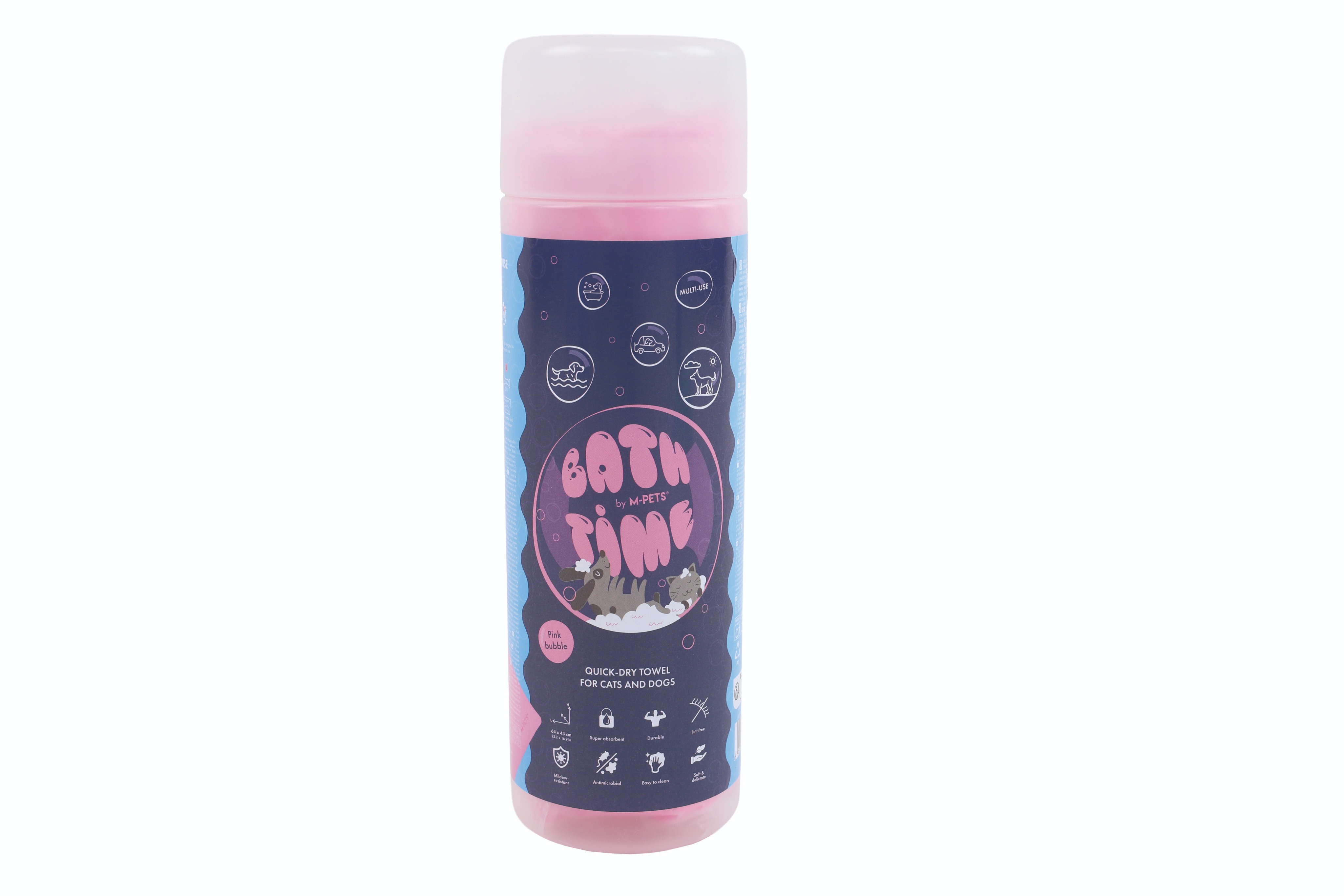M-Pets BATHTIME Rýchloschnúci uterák pre psy a mačky 64 × 43 cm ružový