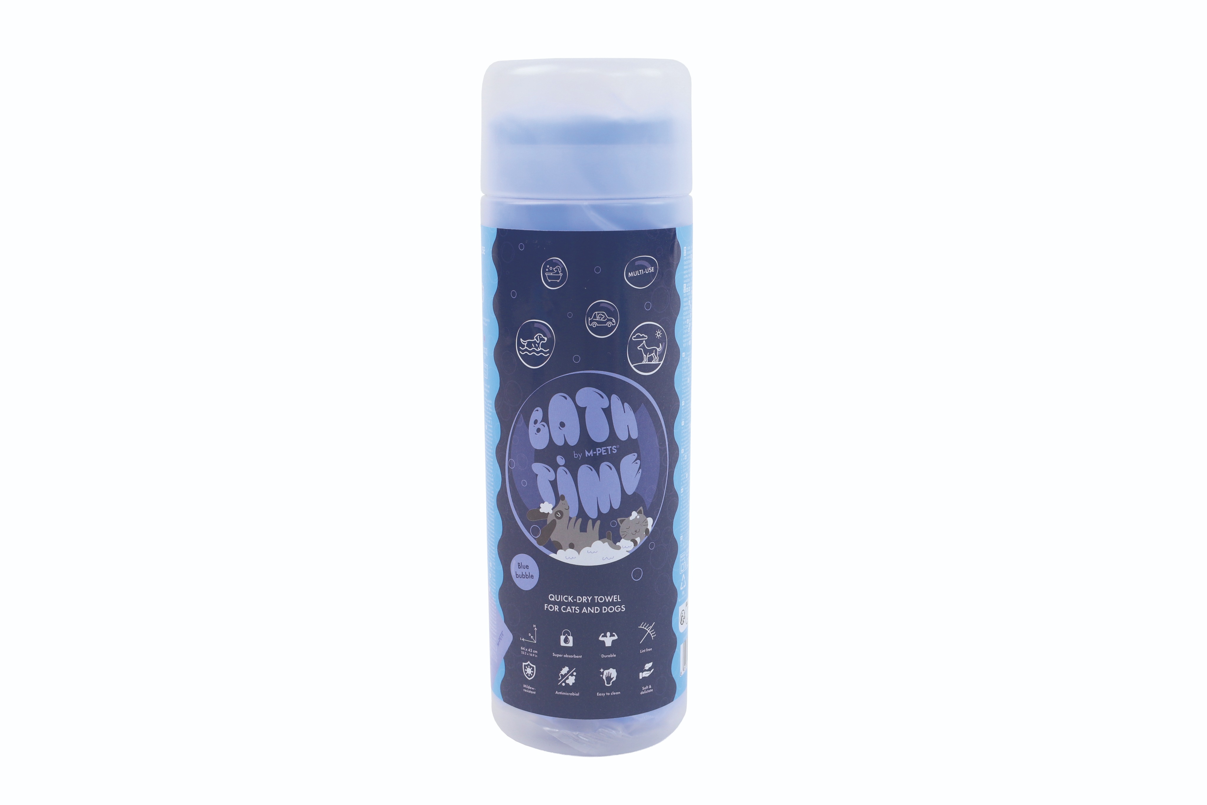 M-Pets BATHTIME Rýchloschnúci uterák pre psy a mačky 64 × 43 cm modrý