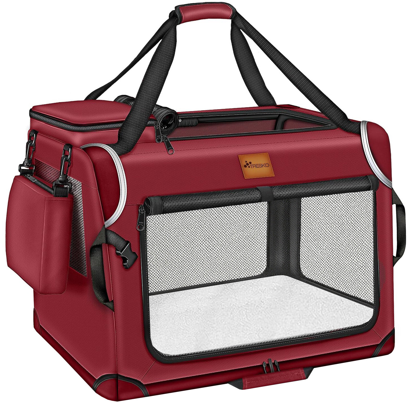 Tresko Prepravka pre psov a mačky 92 × 63 × 63 cm, červená