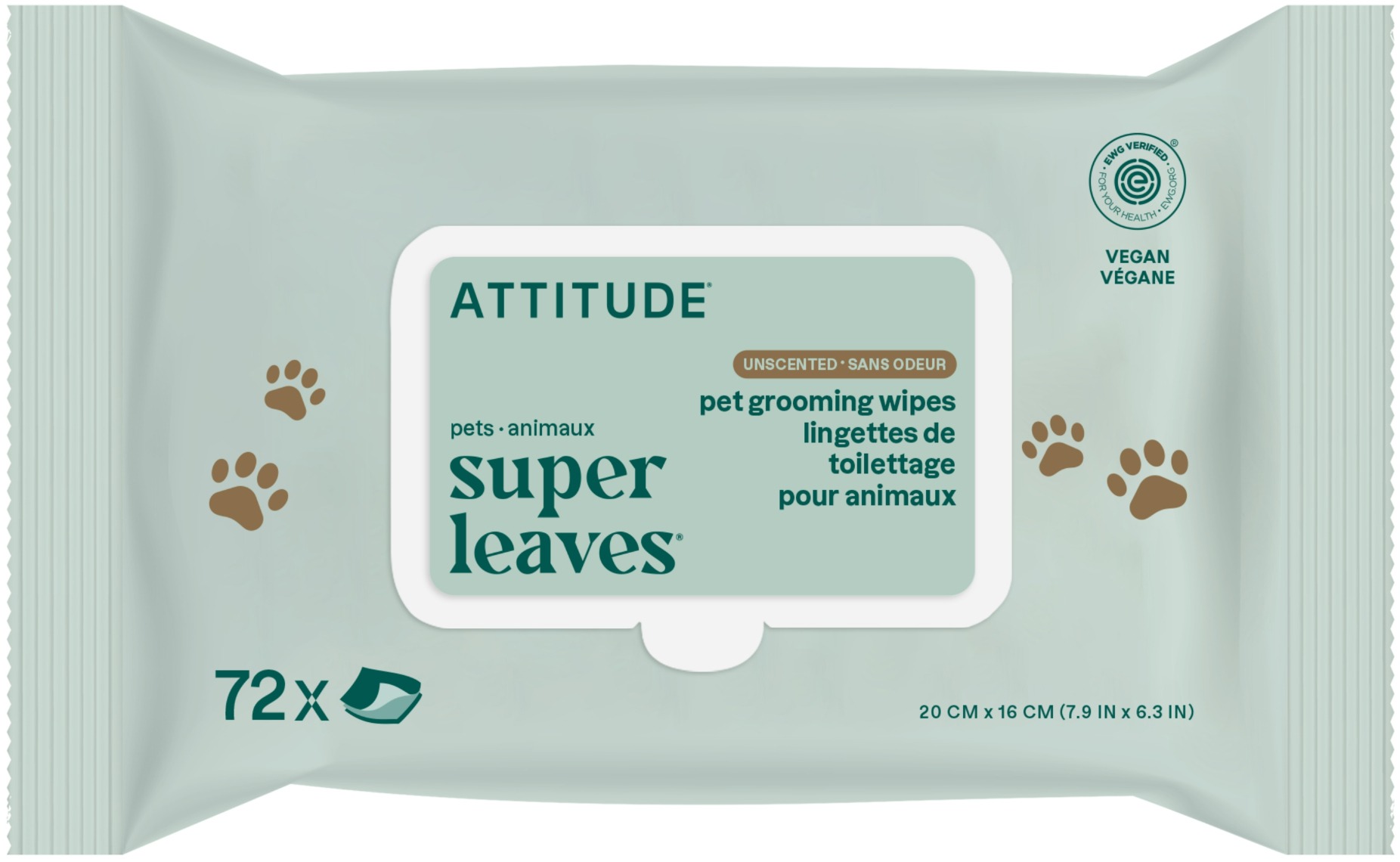 Attitude Super leaves Pets Prírodné vlhčené čistiace obrúsky 72 ks