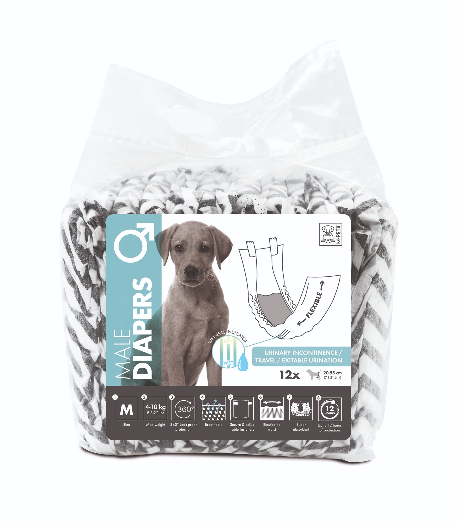 M-Pets Jednorazové plienky pre psích samcov M 12 ks
