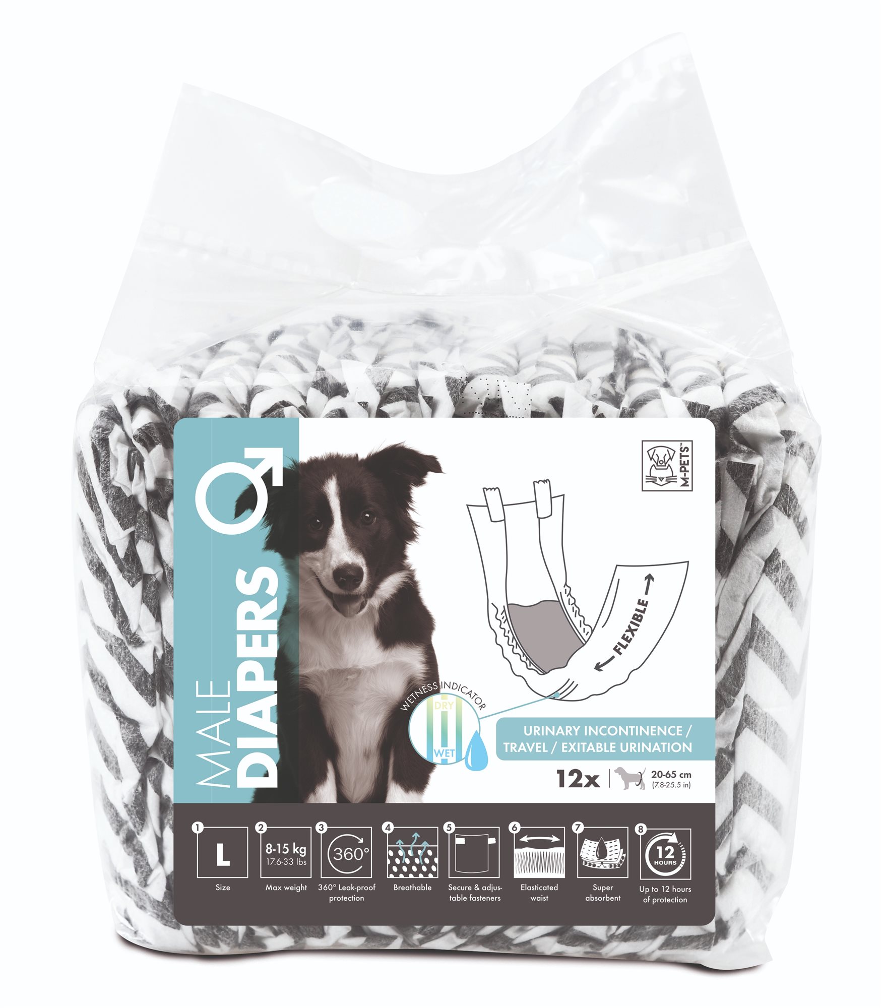M-Pets Jednorazové plienky pre psích samcov L 12 ks