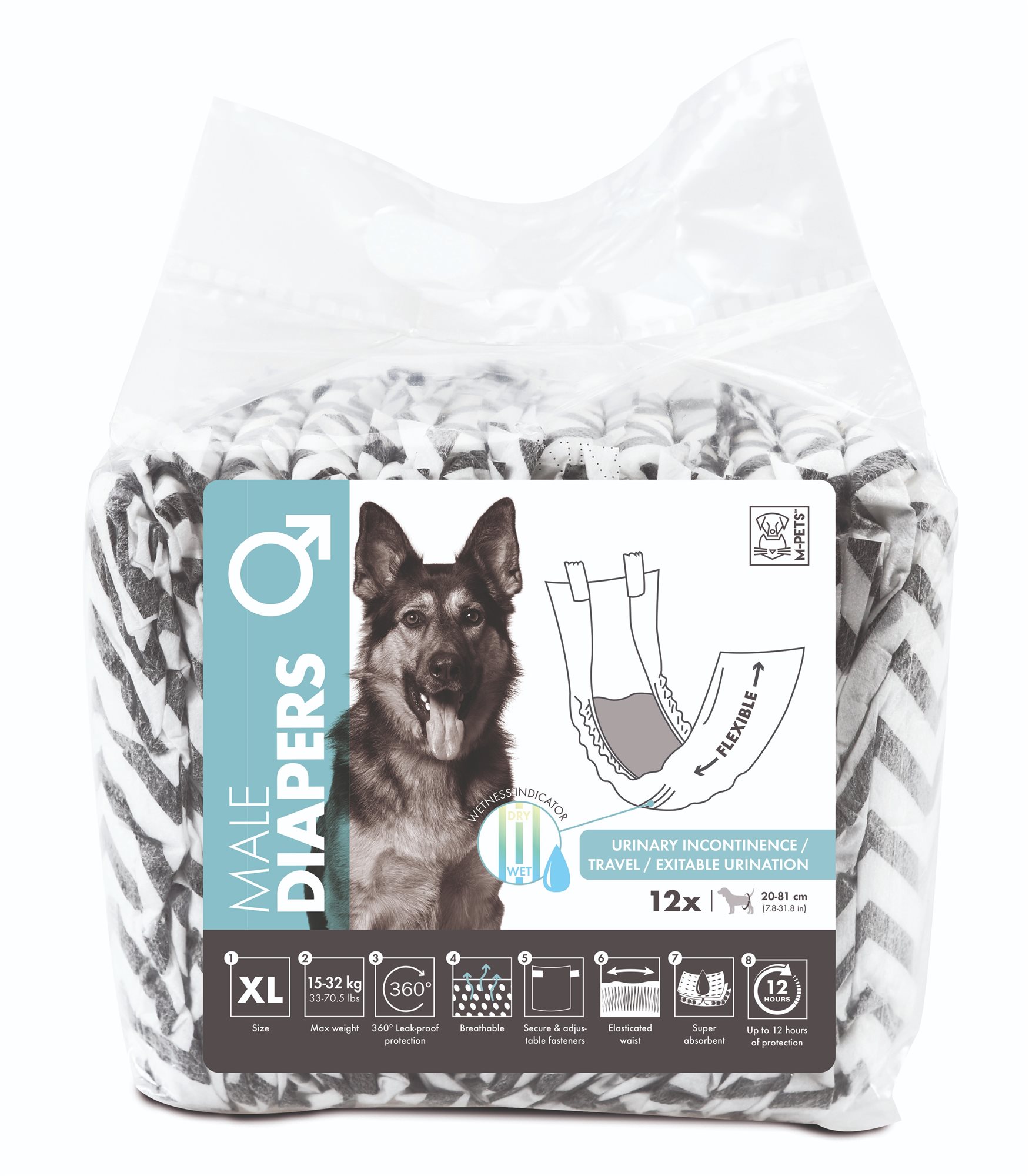 M-Pets Jednorazové plienky pre psích samcov XL 12 ks