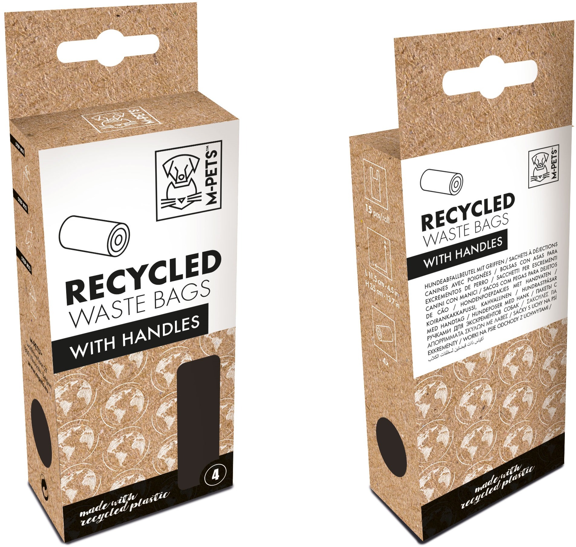 M-Pets Recycled vrecká na exkrementy čierne s uchami 60 ks