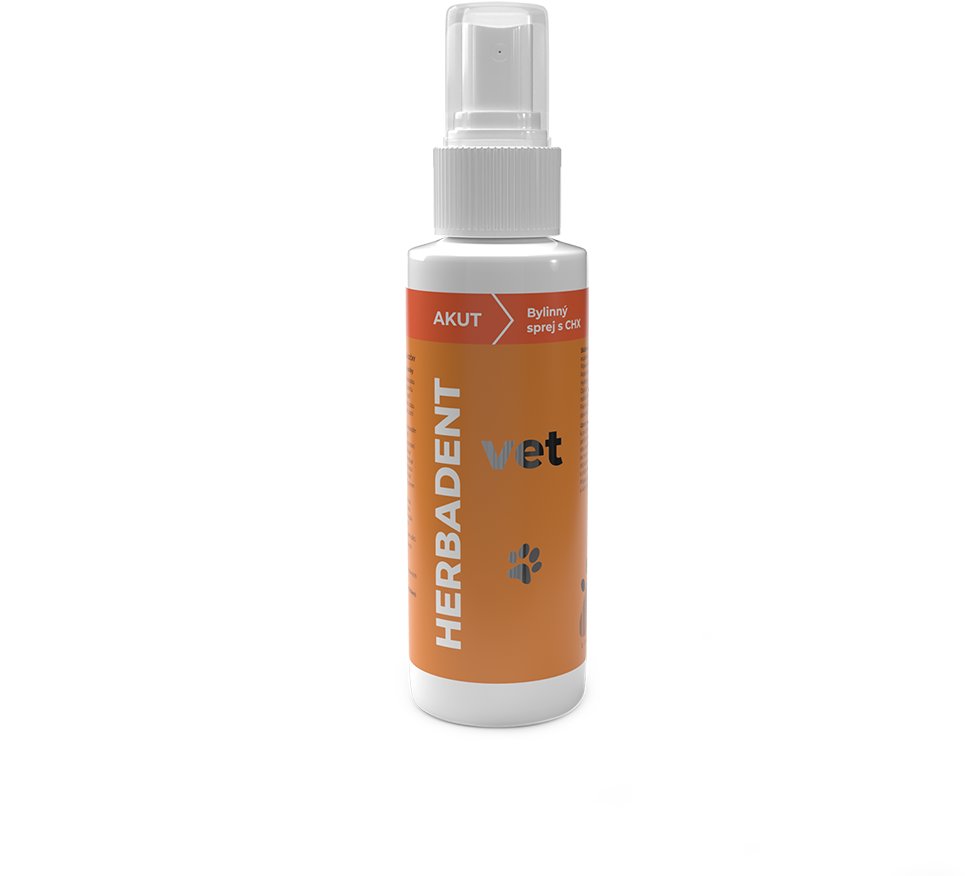 HERBADENT Vet Akut Bylinný ústny sprej s chlórhexidínom pre psov a mačky 90 ml