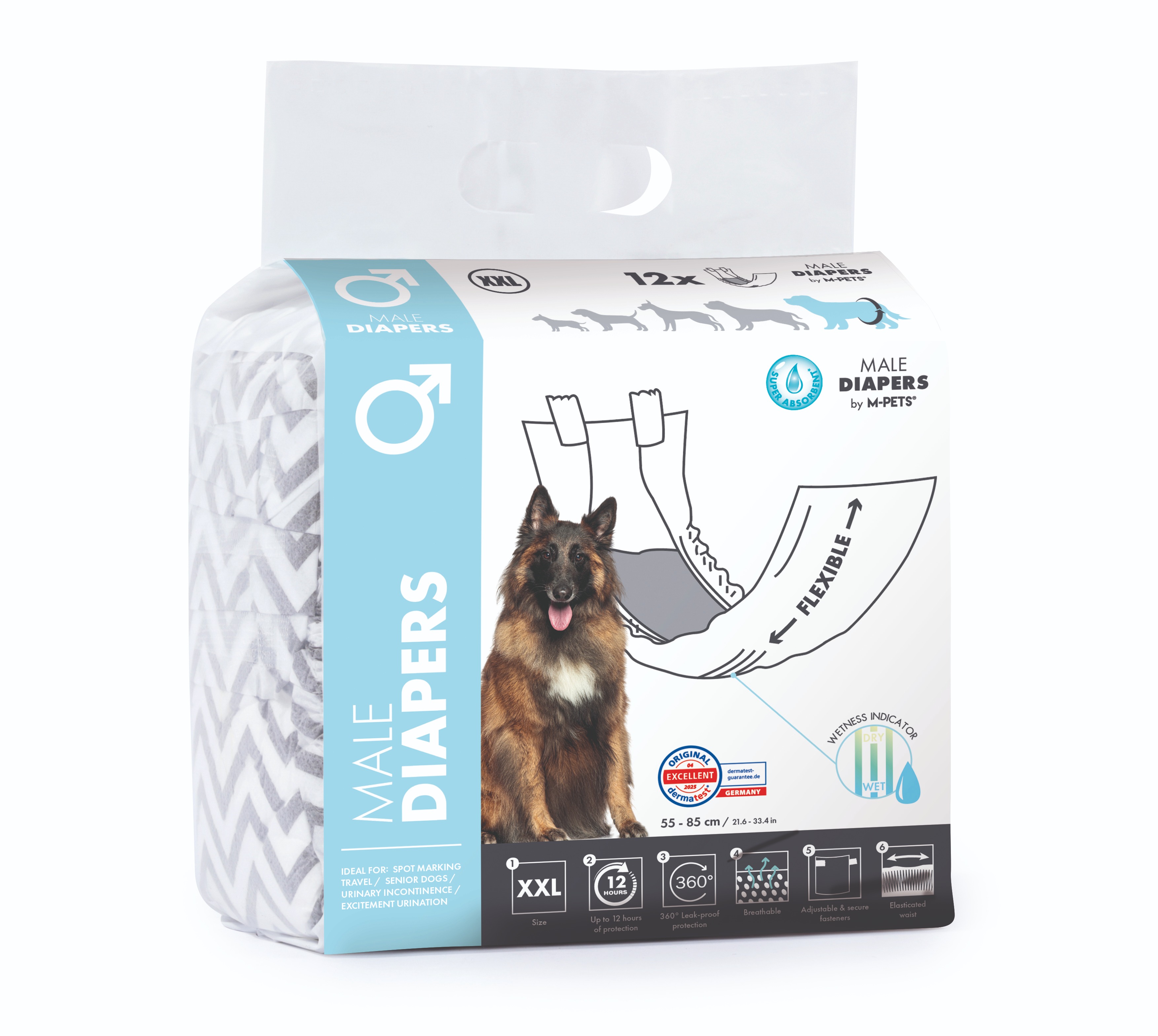 M-Pets Jednorazové plienky pre psích samcov XXL 12 ks