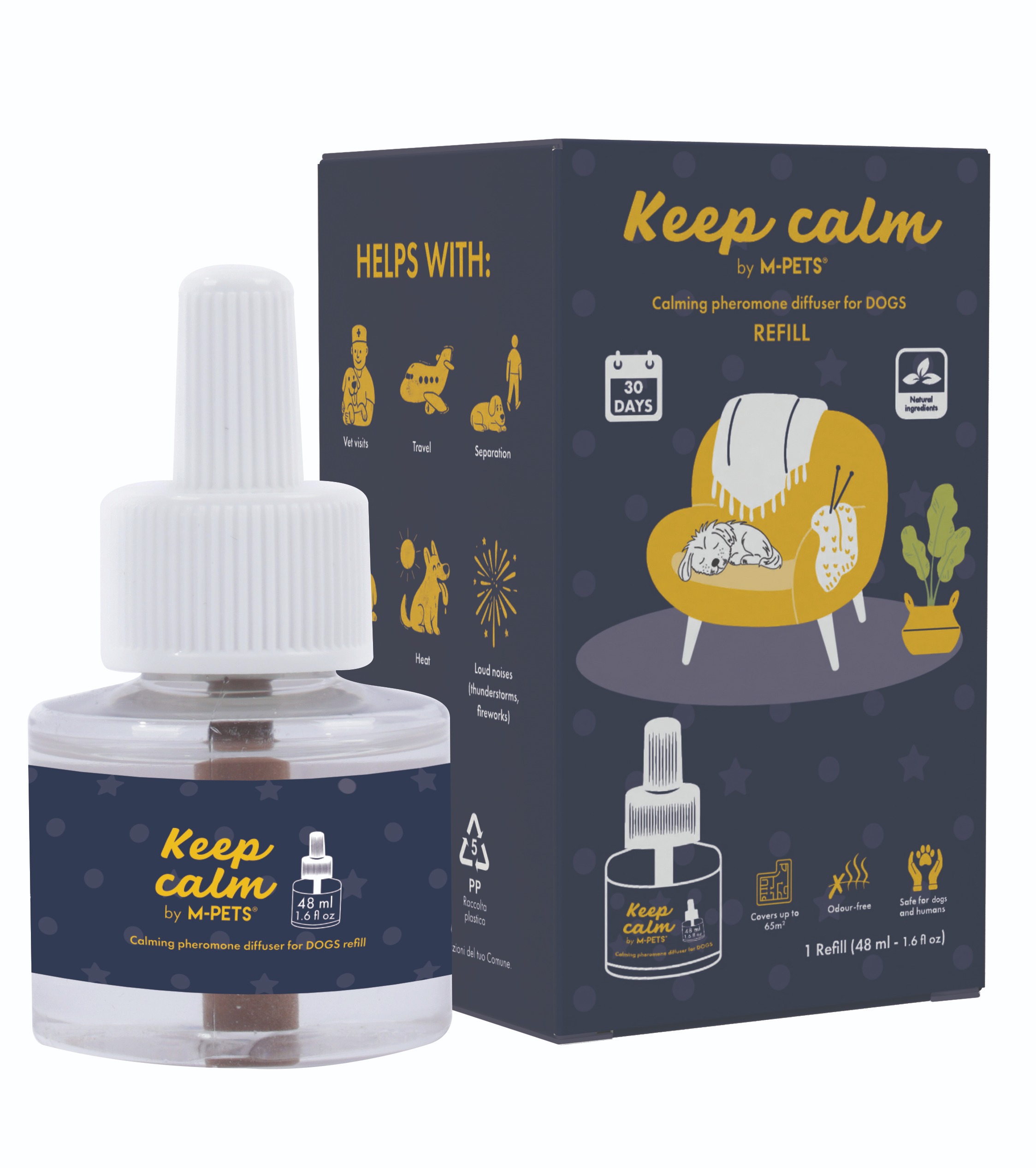 M-Pets KEEP CALM Upokojujúca feromónová náplň do difuzéra pre psov 48 ml