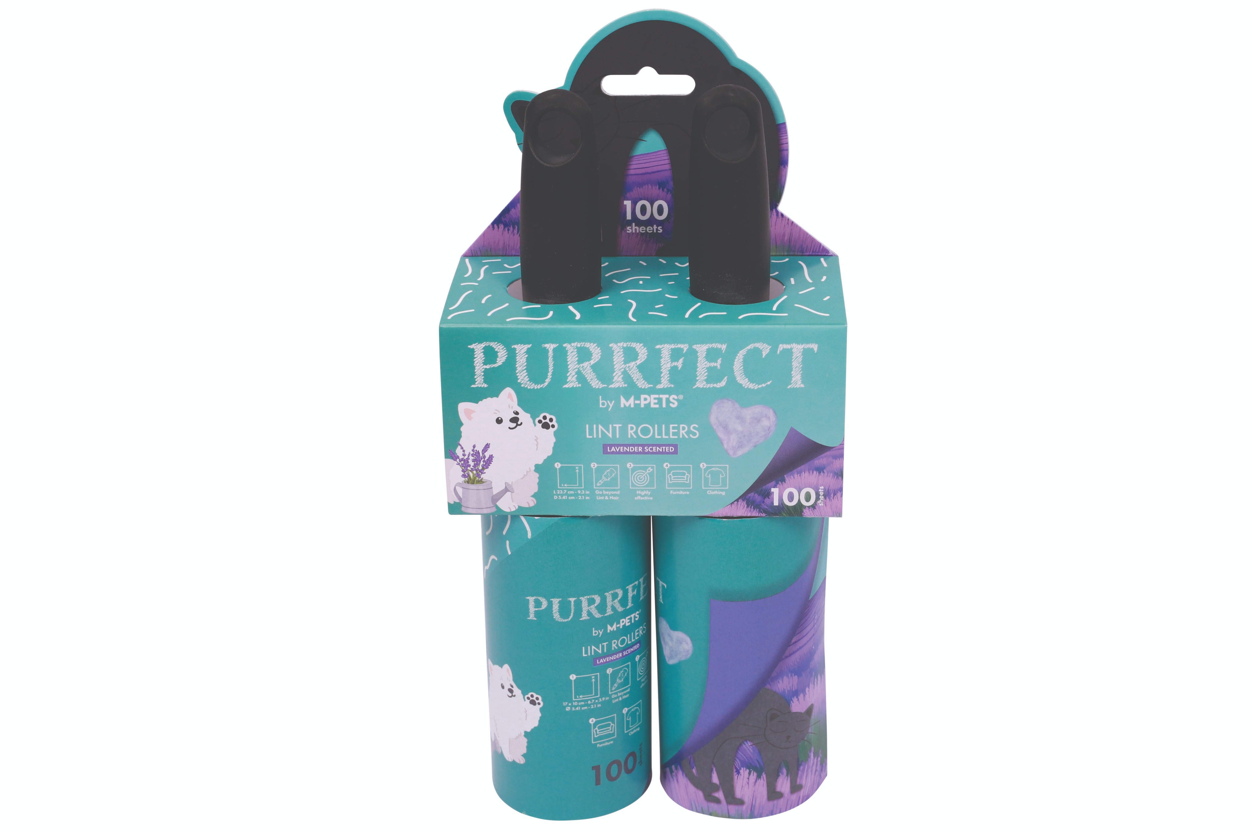 M-Pets PURRFECT čistiace valčeky na chlpy 2× 100 útržkov s vôňou levandule