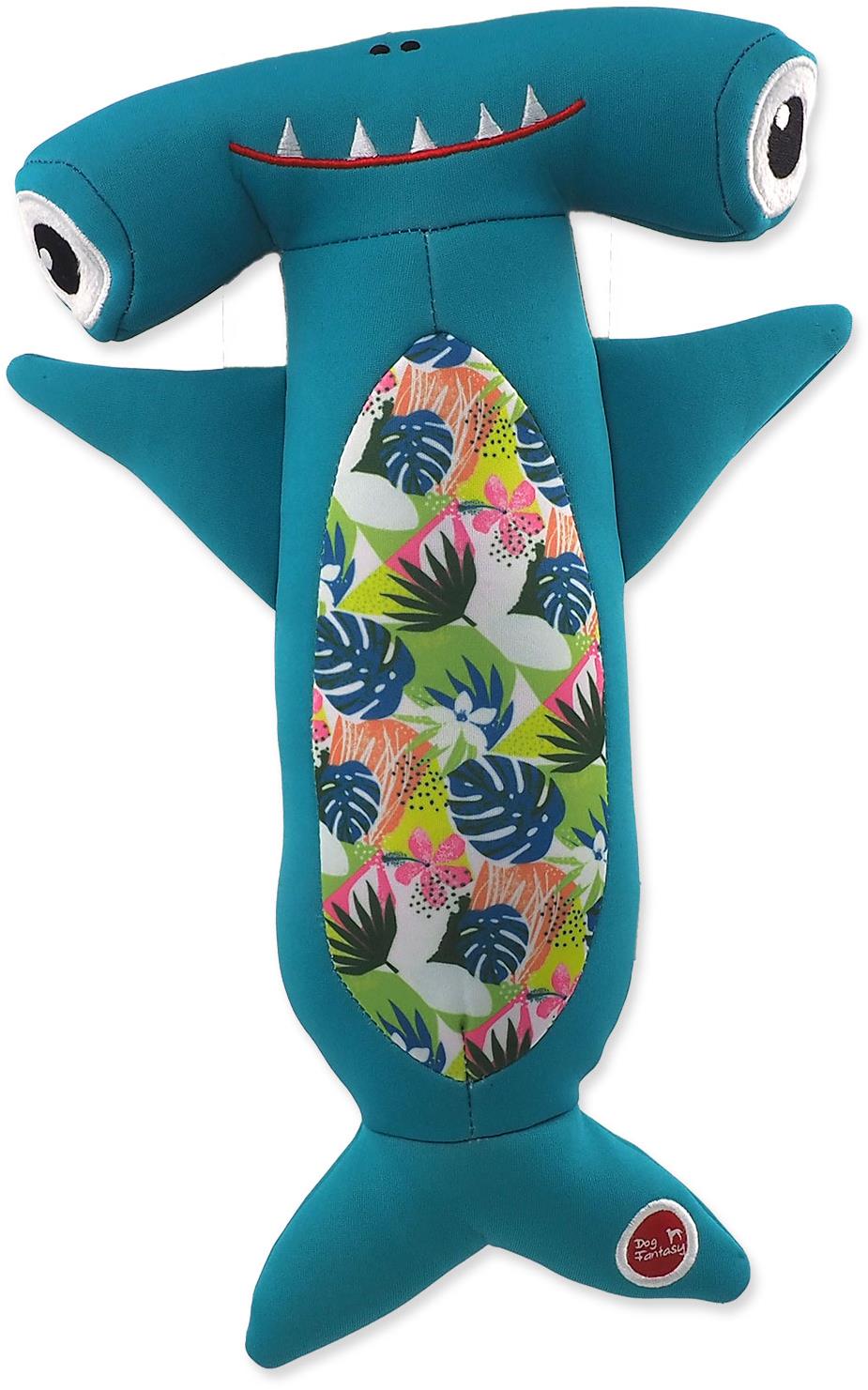 Dog Fantasy Water Float žralok kladivohlavý plávajúci s PET fľašou, tyrkysový 33 cm