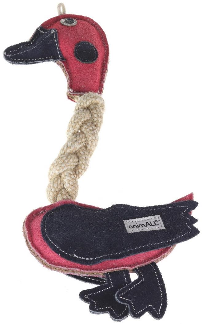 animALL Hračka Kačica koža s povrazmi farebná 31 cm