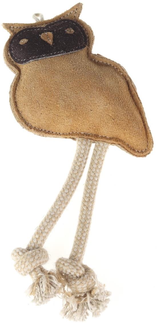animALL Hračka Sova koža s povrazmi natural 28 cm