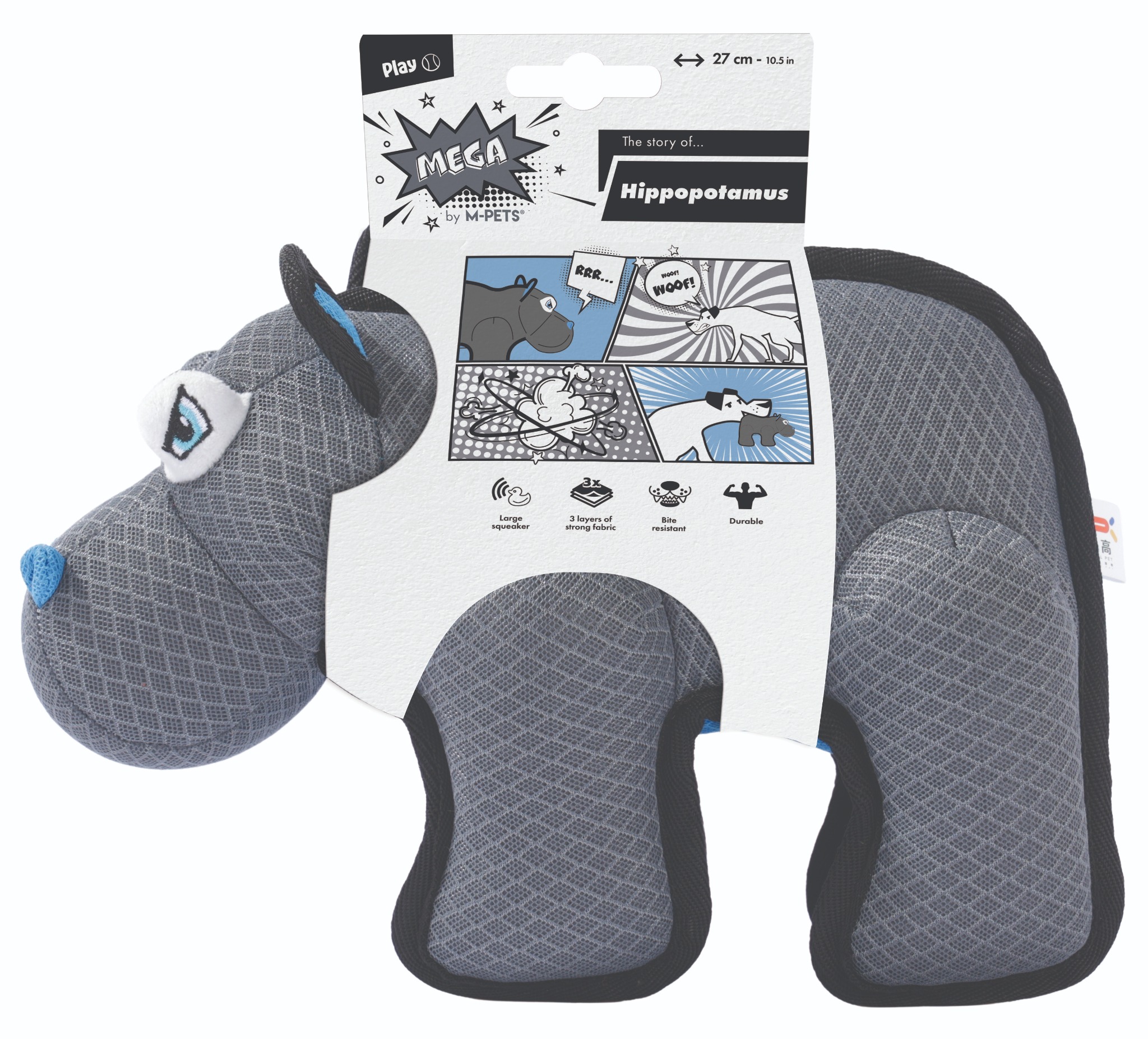 M-Pets Mega psia hračka Hroch 27 × 12 × 20 cm