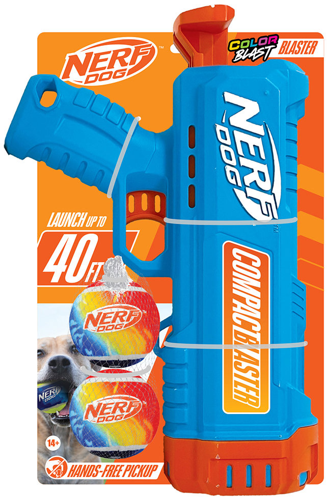 Nerf Dog Darčeková sada – 30 cm kompaktný blaster a 2 ks tenisových loptičiek bez pískadla