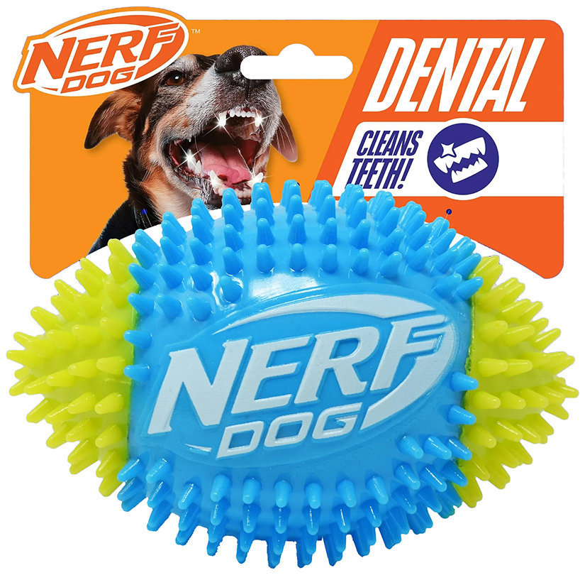 Nerf Dog Pískacia futbalová lopta s hrotmi 15 cm