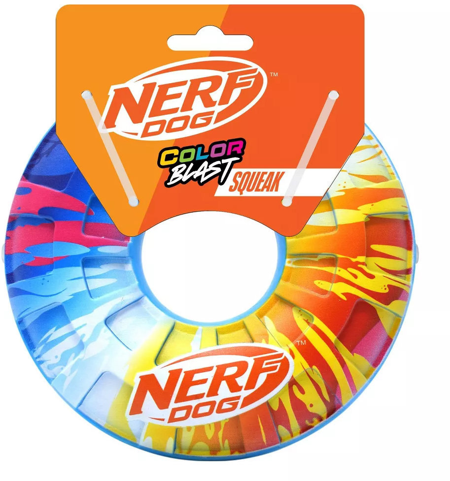 Nerf Dog Pískací kruh s farebným úchopom 15 cm