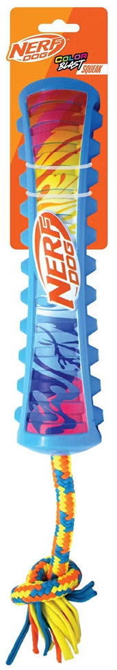 Nerf Dog Pískacie tiahlo s farebným úchopom a textilným lanom 29 cm