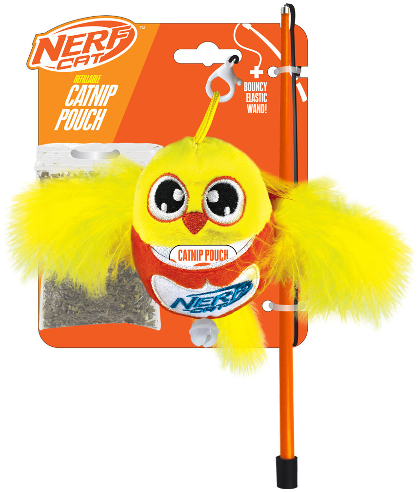 Nerf Cat Plyšový vtáčik s rolničkou a paličkou 9 cm