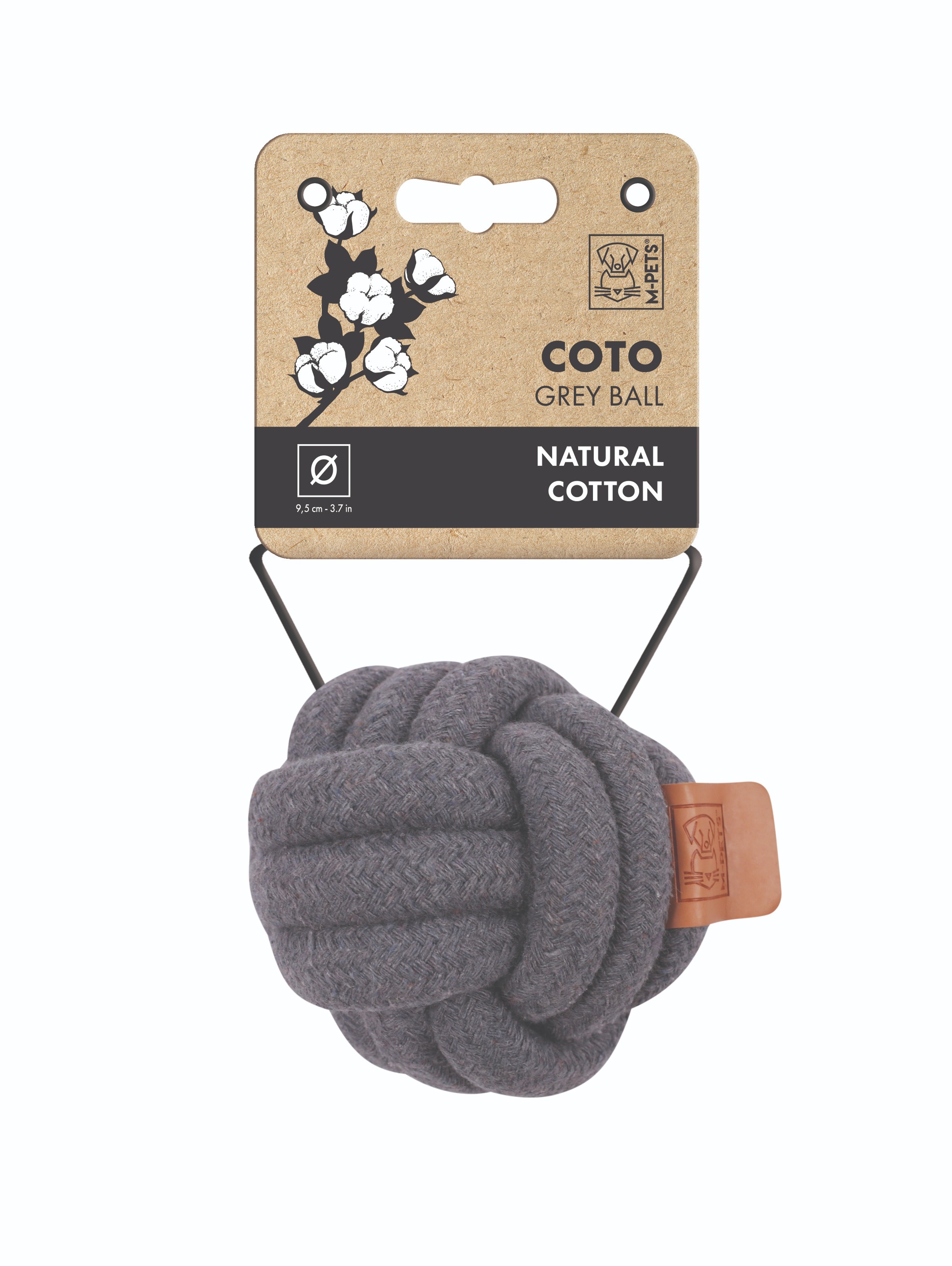 M-Pets COTO Loptička bavlnená sivá 9,5 cm