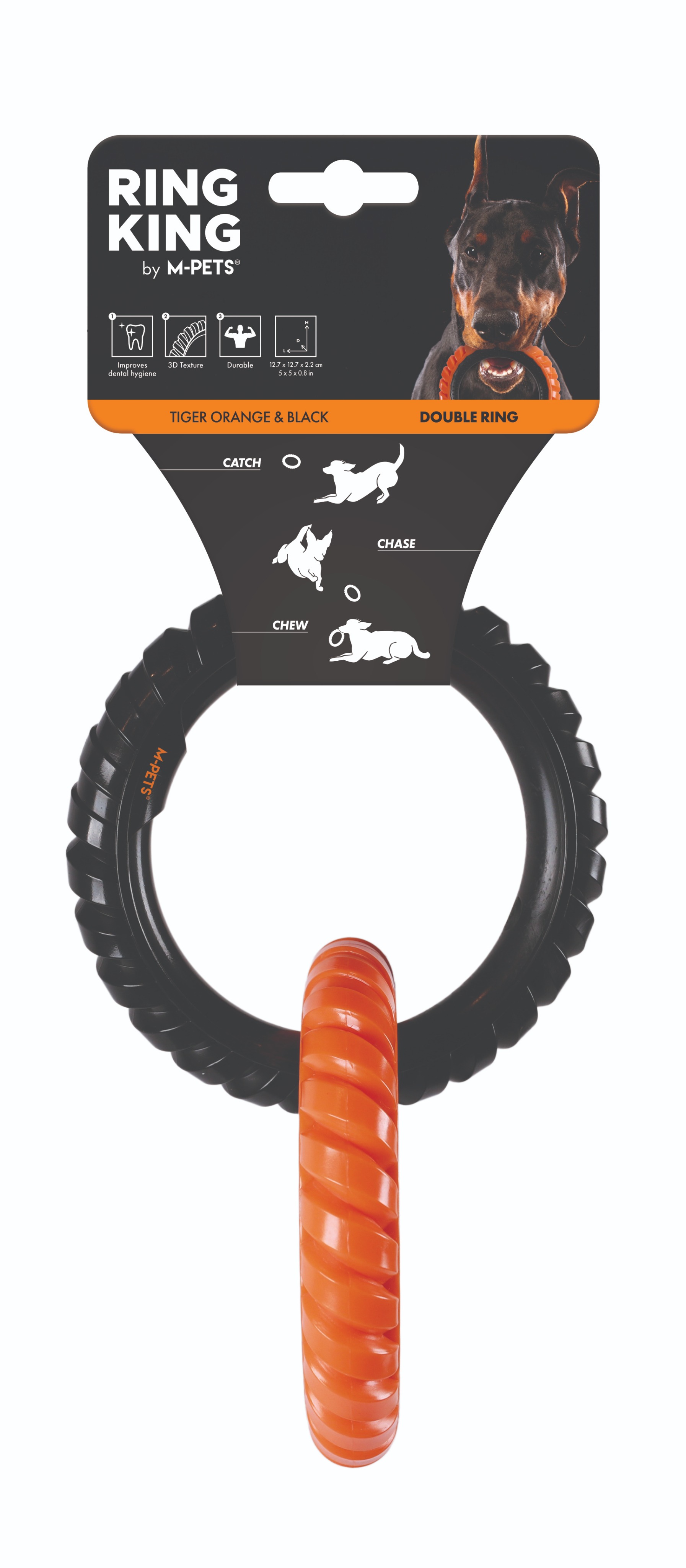 M-Pets RING KING Dvojitý kruh oranžovo-čierny