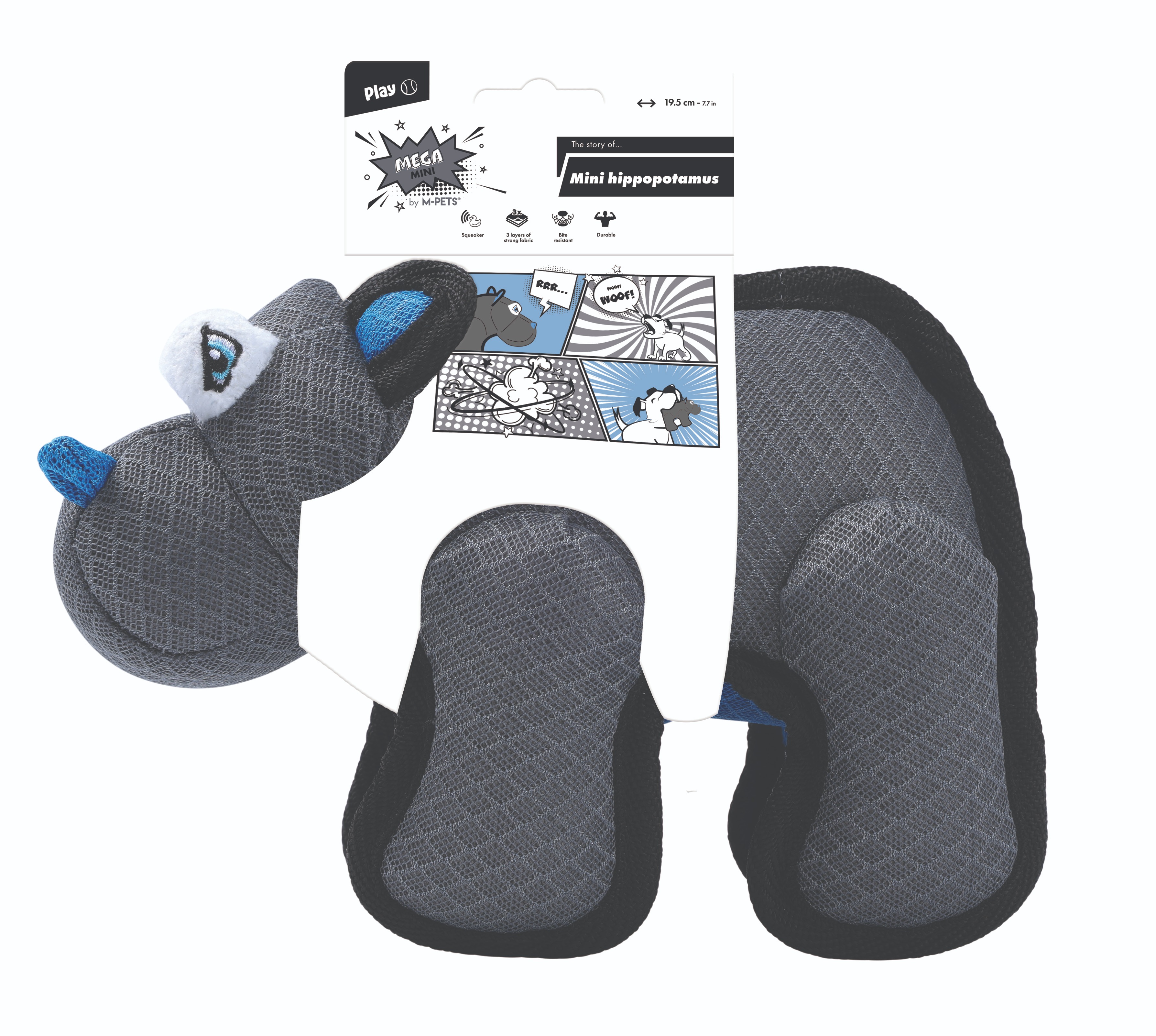 M-Pets MEGA MINI psia hračka Mini Hroch 19,5 × 9 × 14 cm