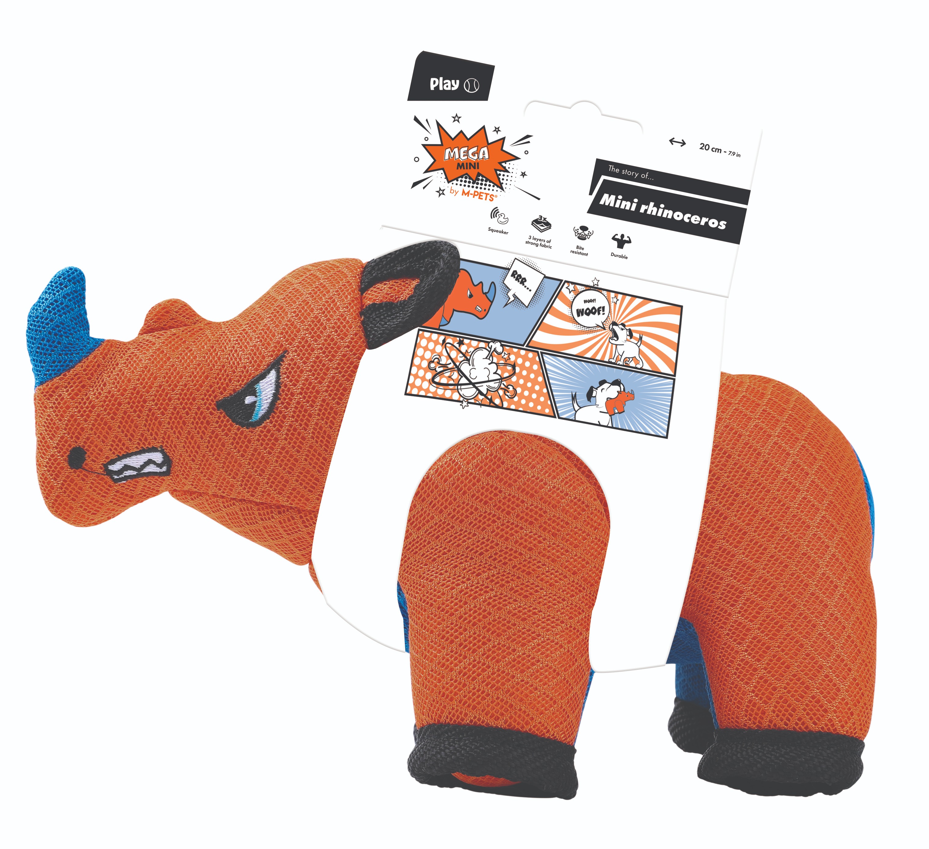 M-Pets MEGA MINI psia hračka Mini Nosorožec 20 × 10 × 13 cm
