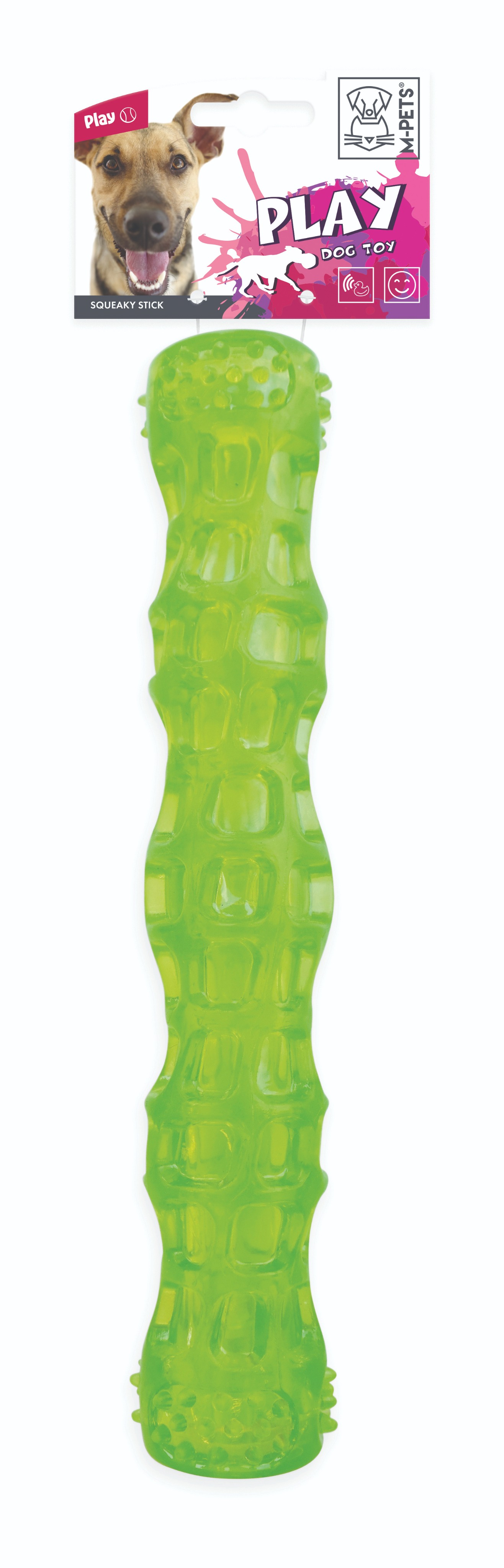 M-Pets SQUEAKY Pískacia gumová tyčka 27,3 × 5 cm zelená