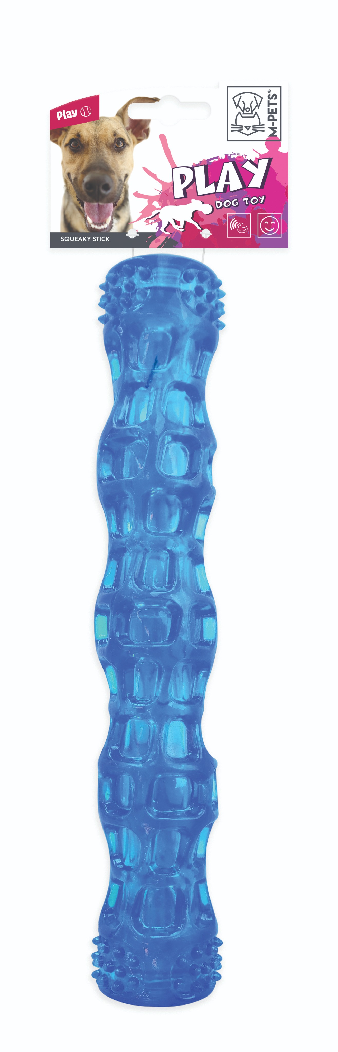 M-Pets SQUEAKY Pískacia gumová tyčka 27,3 × 5 cm modrá