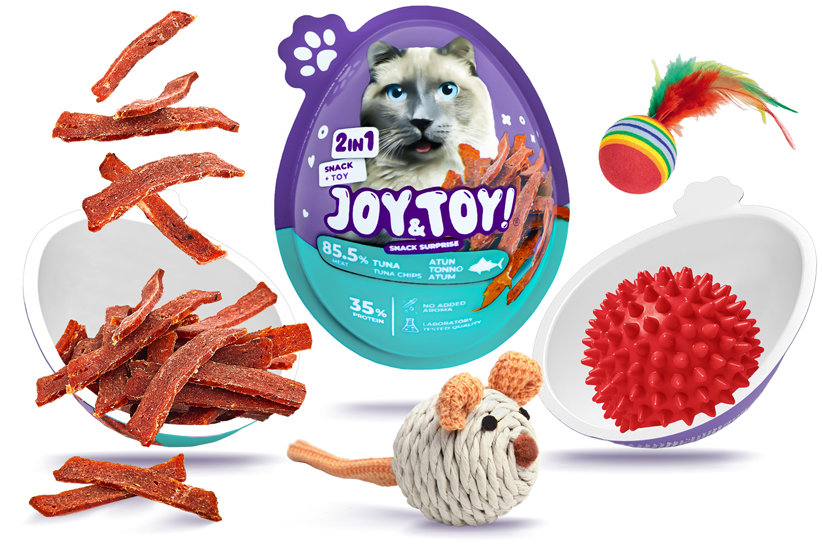 Joy & Toy Vajíčko pre mačky s prekvapením Tuna Chips – tuniakové mäsko