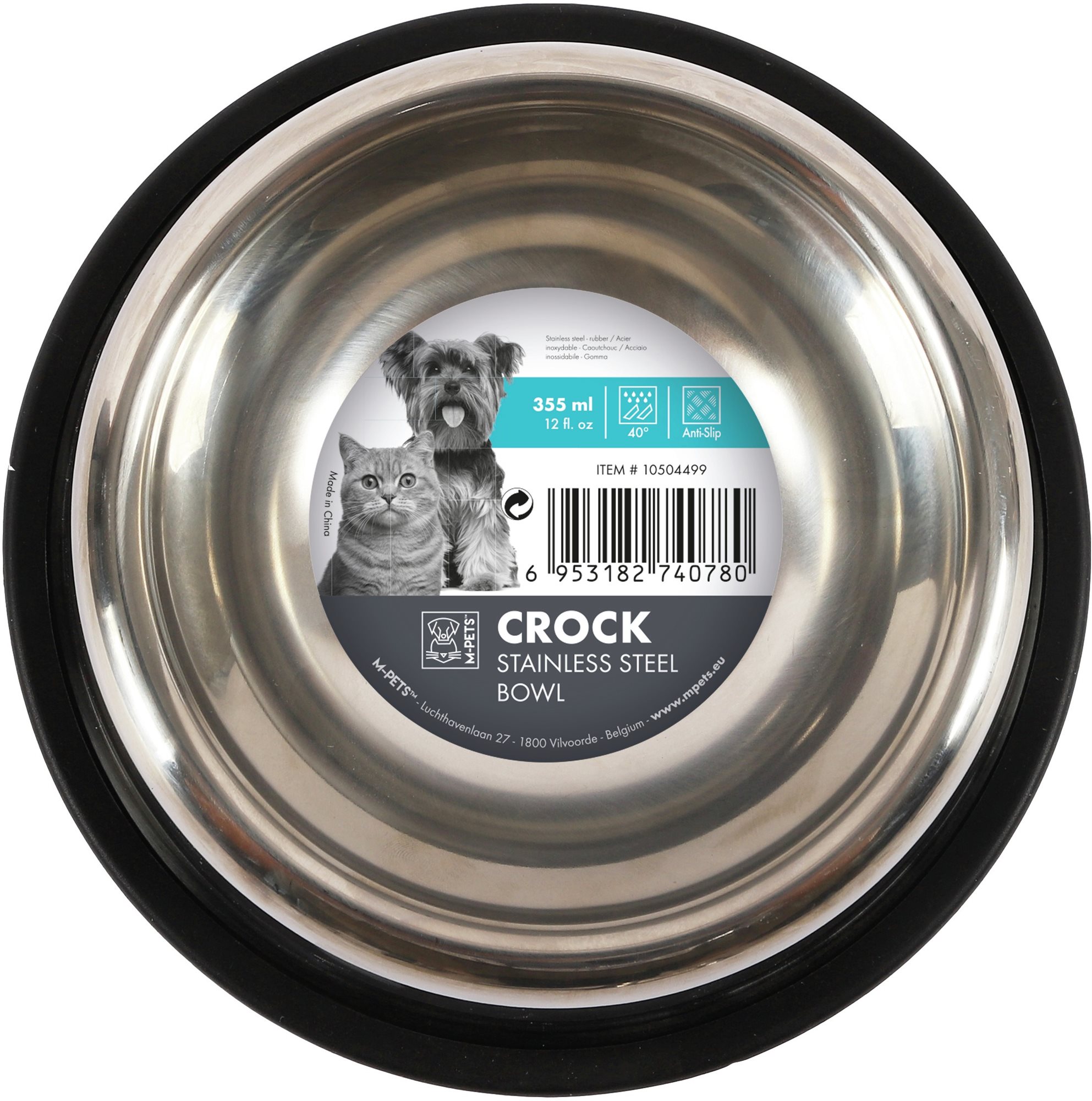 M-Pets Crock NEW Miska nehrdzavejúca s gumou S 0,355 l