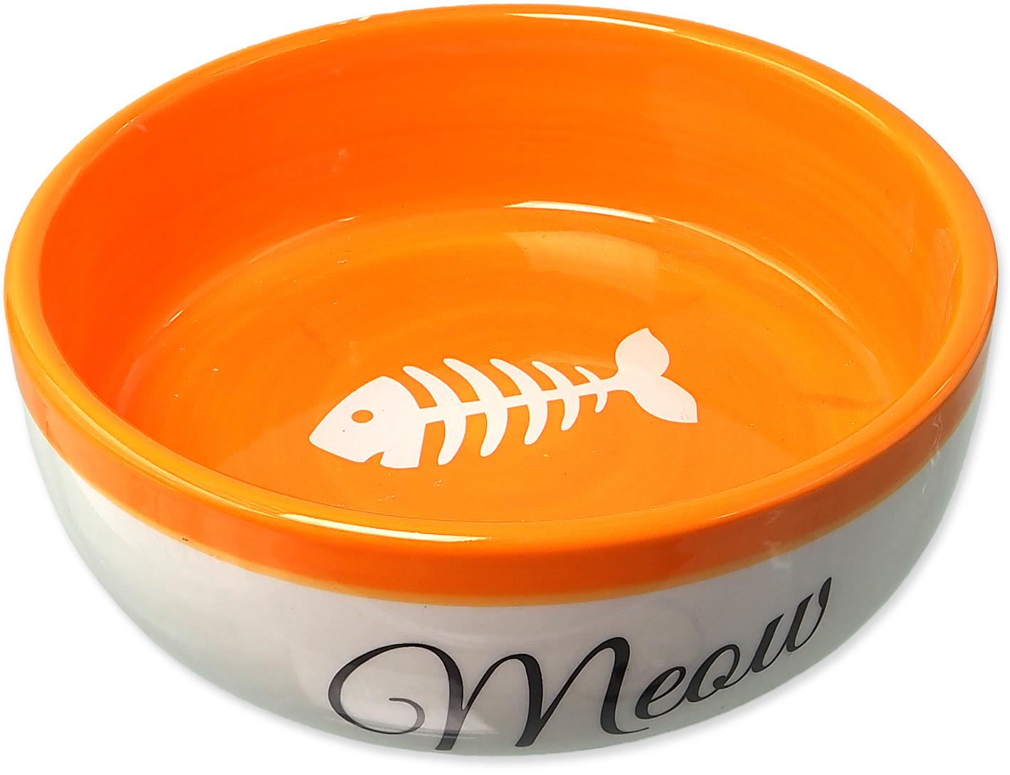 Magic Cat Keramická miska biela/oranžová Meow 170 ml