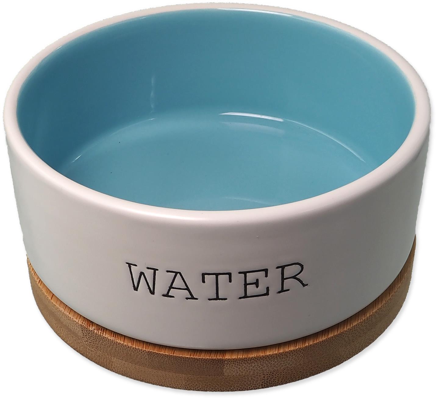 Dog Fantasy Keramická miska na vodu biela/modrá s podložkou 400 ml